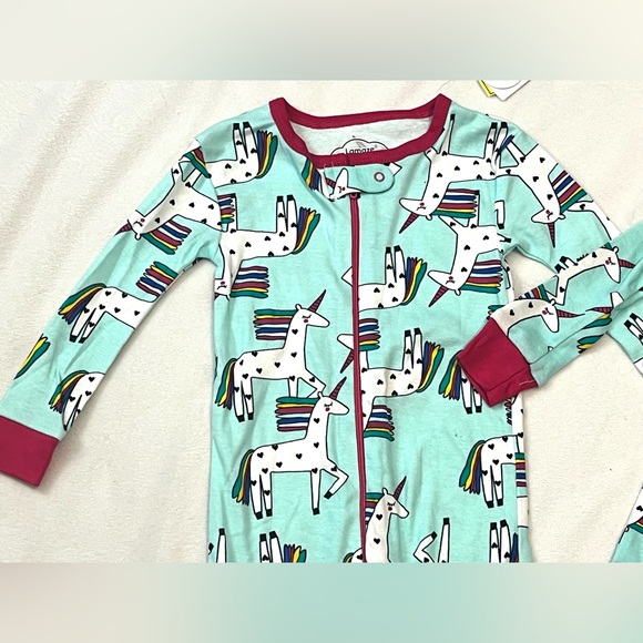 Lamaze Organic 2 PAIRS of Aqua & Pink Unicorn Print Footless Pajamas 18 Months - Picture 3 of 15